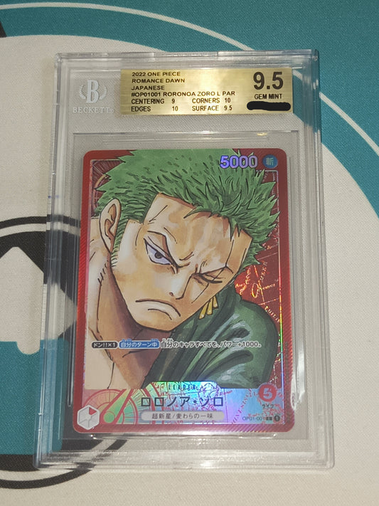 BGS 9.5 2022 One Piece - Romance Dawn Japanese Roronoa Zoro Parallel Leader