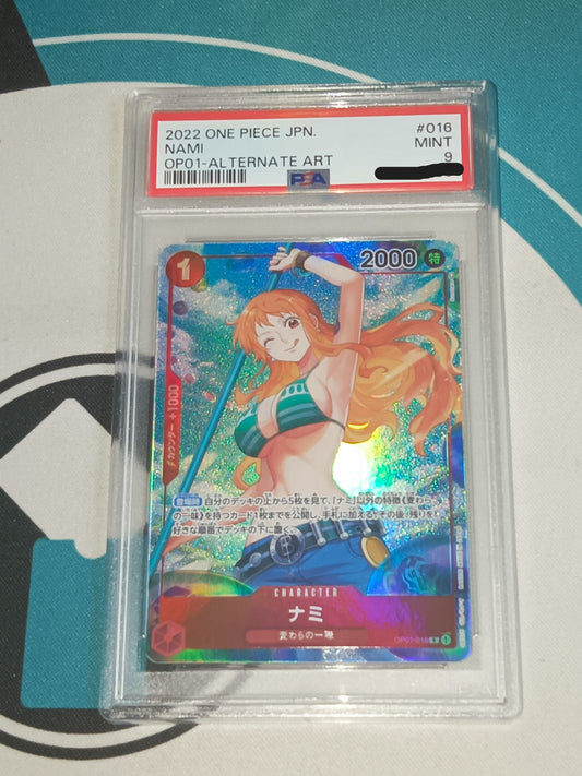 PSA 9 2022 One Piece JPN Nami OP01 Parallel Rare